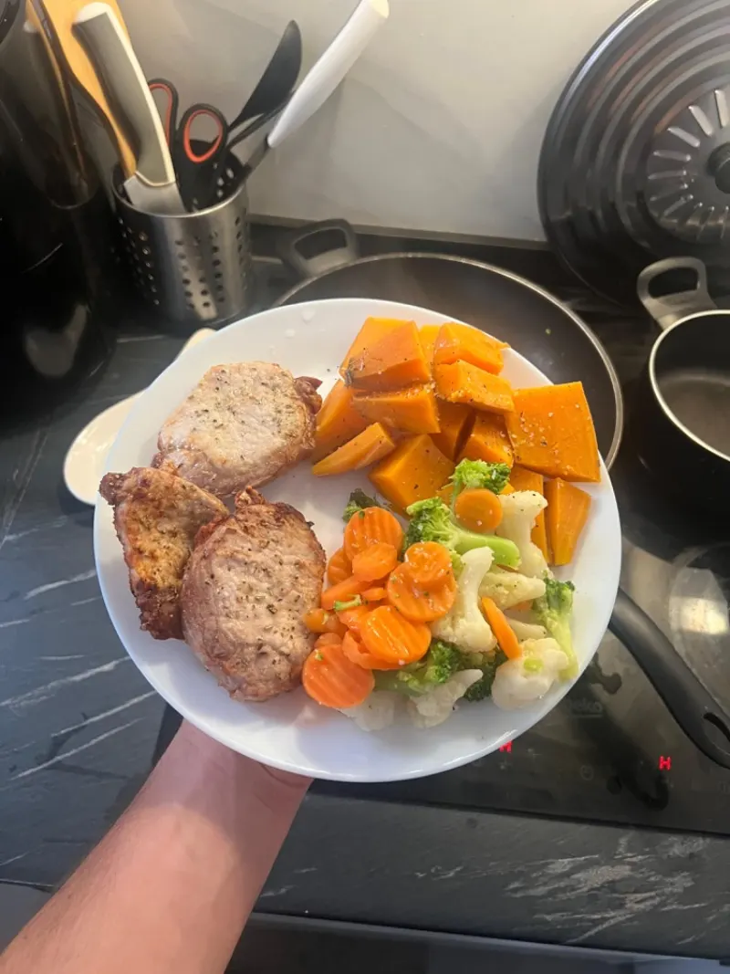 Cena: Lomo · Calabaza · Verduras